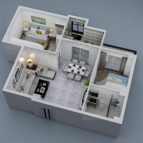 现代鸟瞰图样板房3D模型下载